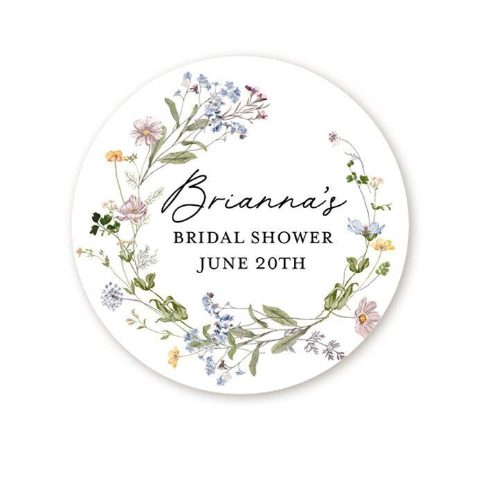 French Floral Bridal Shower Sticker, Wildflowers Favors, Floral Wedding Favor Stickers, Thank You Stickers, Wedding Favor Sticker Labels