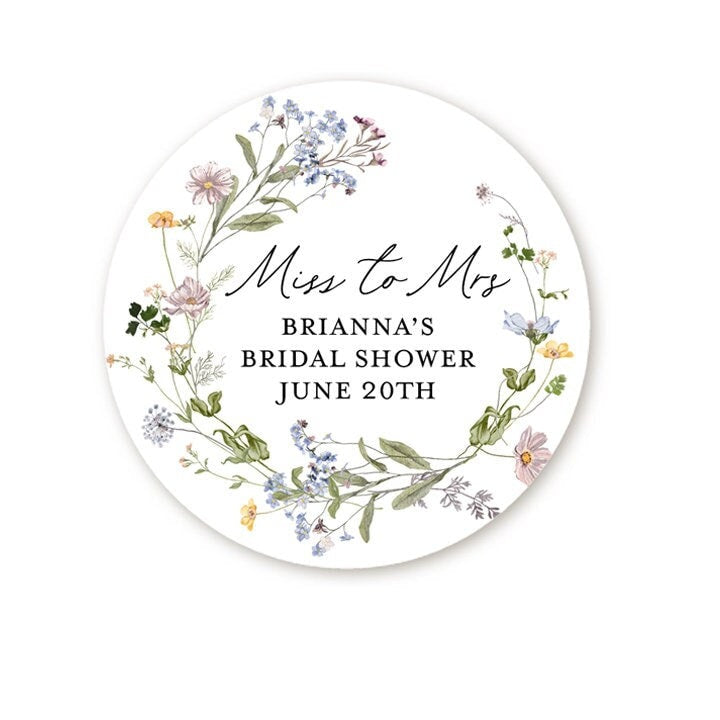 French Floral Bridal Shower Sticker, Wildflowers Favors, Floral Wedding Favor Stickers, Thank You Stickers, Wedding Favor Sticker Labels