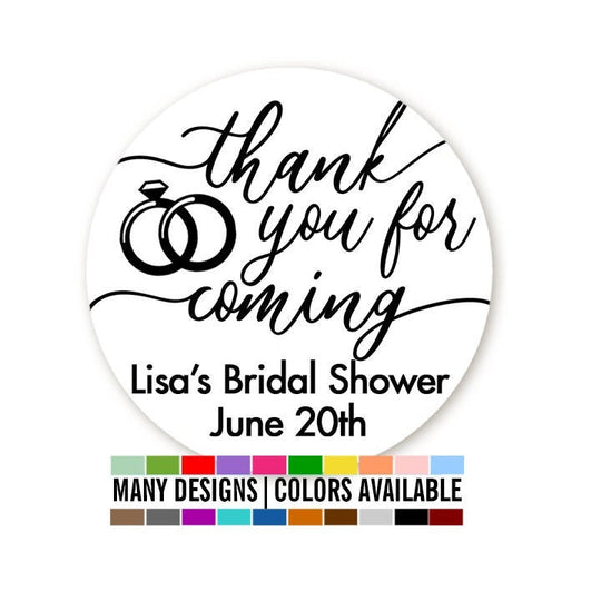 Thank You For Coming Thin Rings Bridal Shower Stickers, Thank You Stickers, Wedding Favor Sticker Labels, Personalized Party Favors