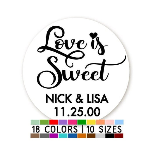 Love is Sweet Personalized Bridal Shower Sticker, Bridal Shower Favor, Favor Wedding Sticker, Engagement Stickers