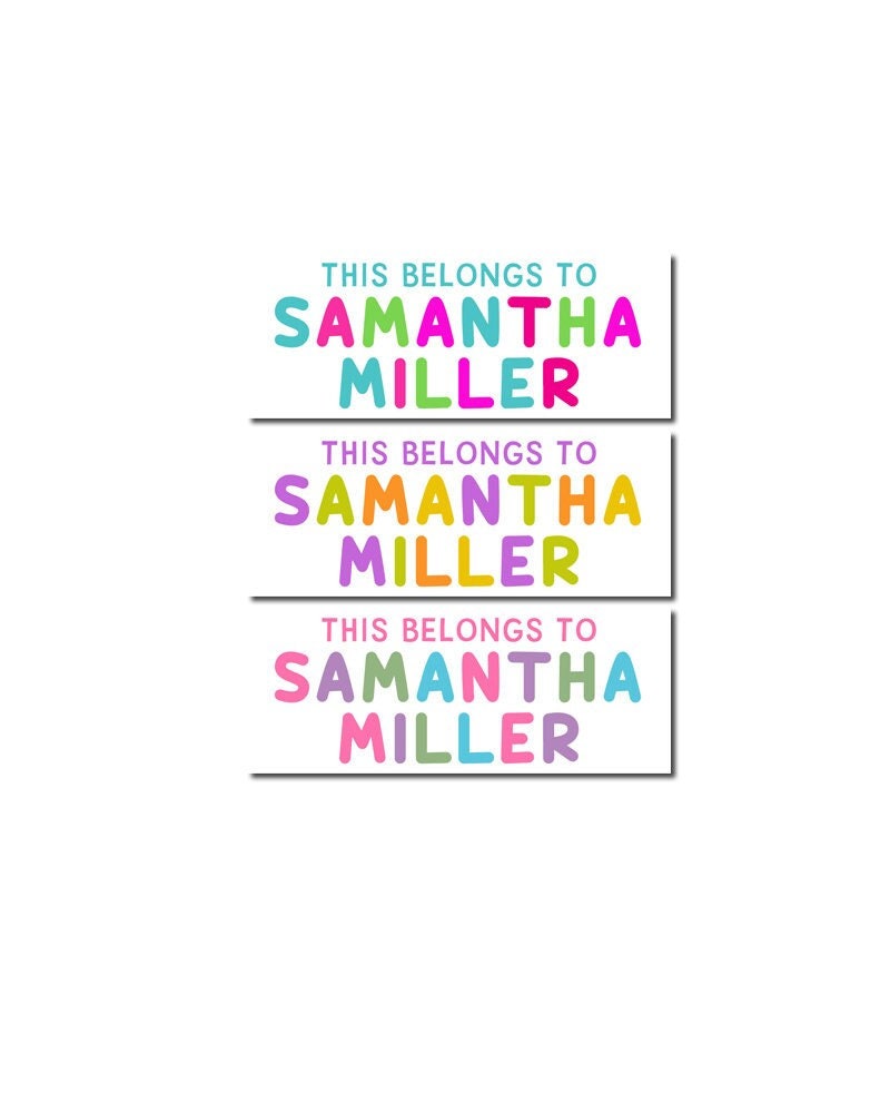 Personalized Girl Name Labels, Children's Waterproof Stickers, Back to School Name Tag Label