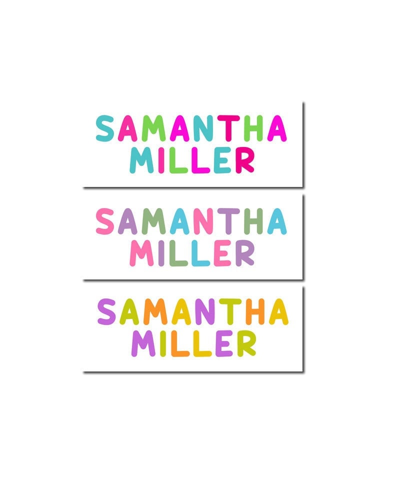 Girl Name Labels, Name Tag Stickers, Waterproof Labels for Kids Daycare, Vinyl Name Stickers for Kids School Labels
