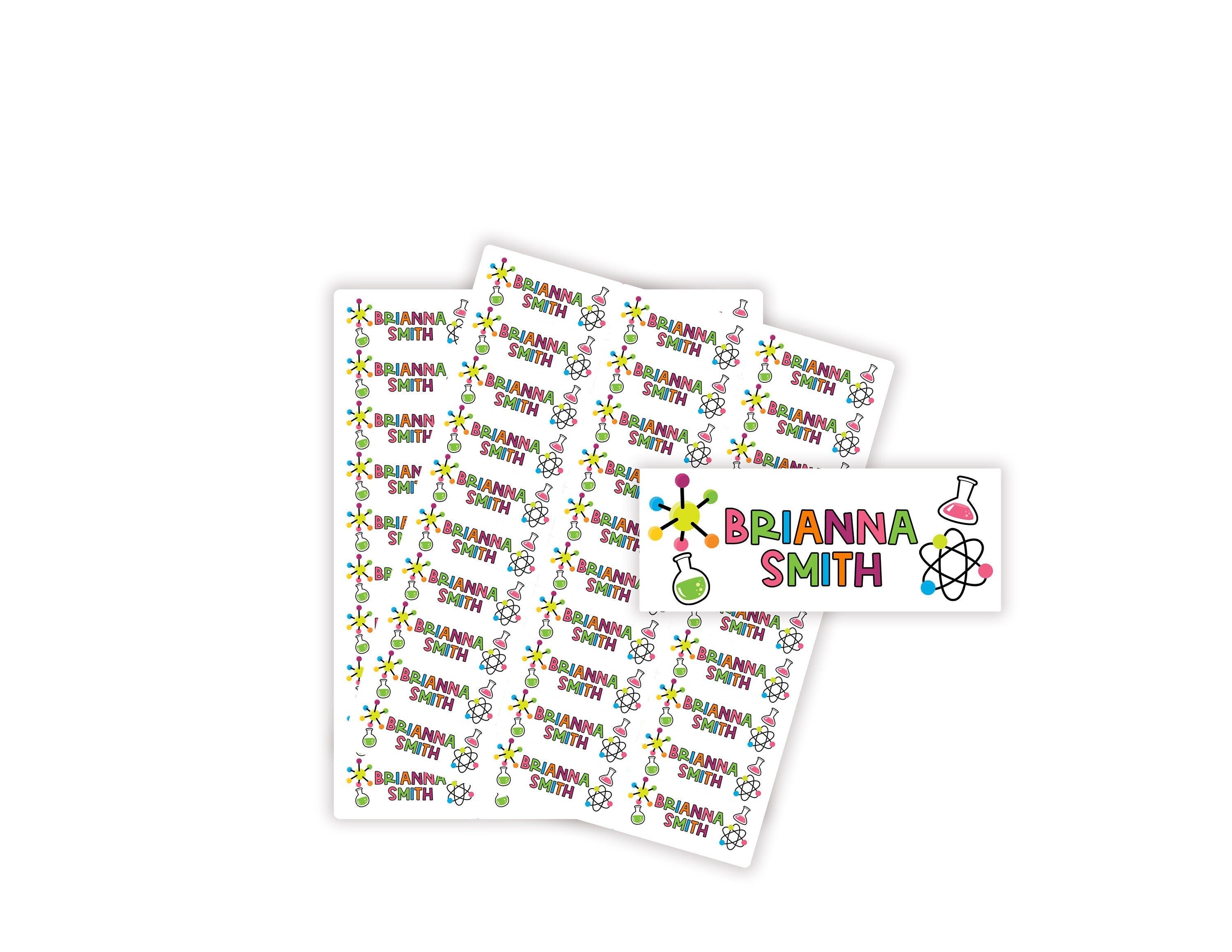 Science Lab Name Labels, Name Tag Stickers, Waterproof Labels for Kids Daycare, Vinyl Name Stickers for Kids School Labels