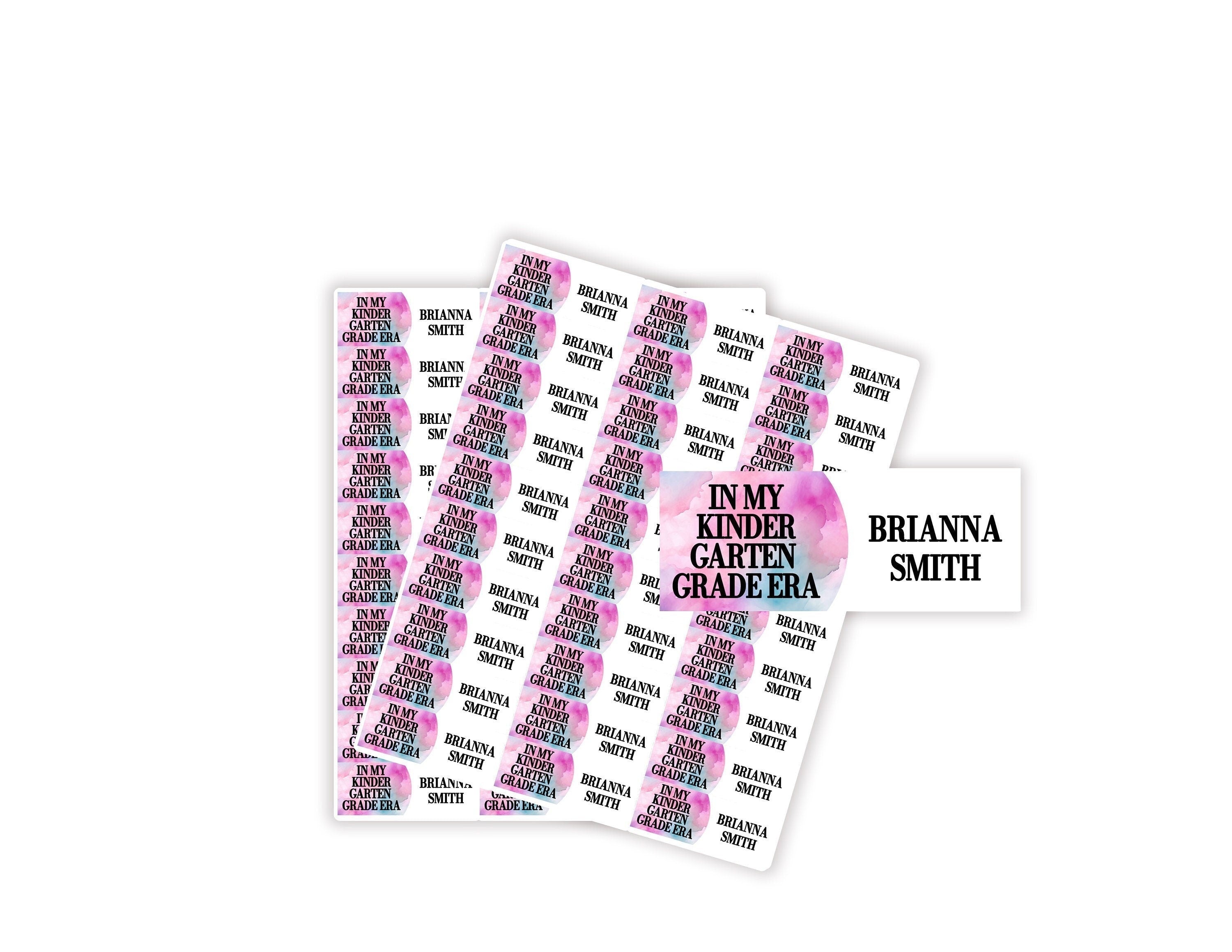 Personalized In my Kindergarten Era Name Labels, Waterproof Pink Purple Stickers, Supplies for Back to School