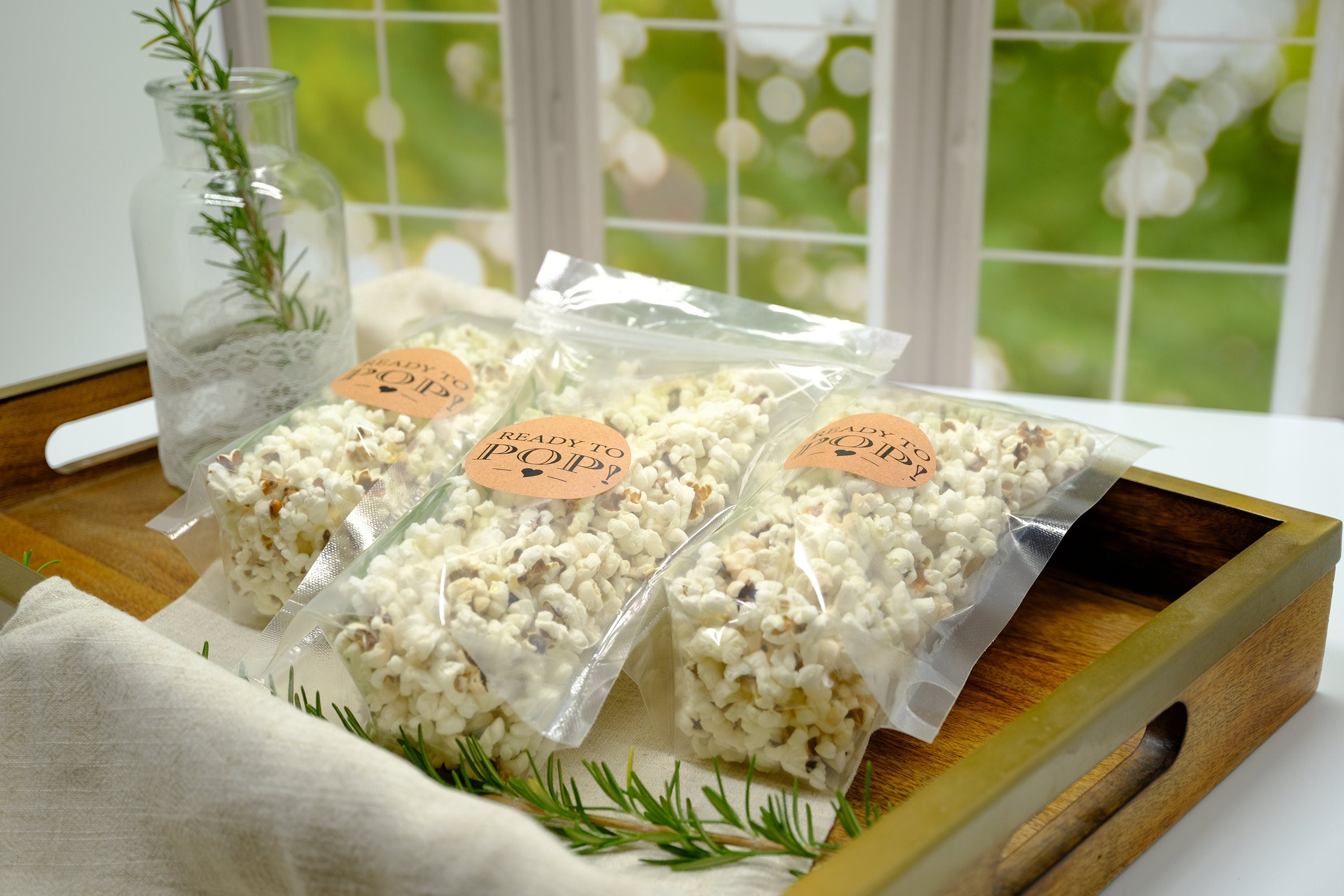 Ready To Pop Baby Shower Popcorn Favor Pouches and Kraft Labels Personalized Ready To Pop Trendy Popcorn Bags Boy Girl Baby Shower Favor