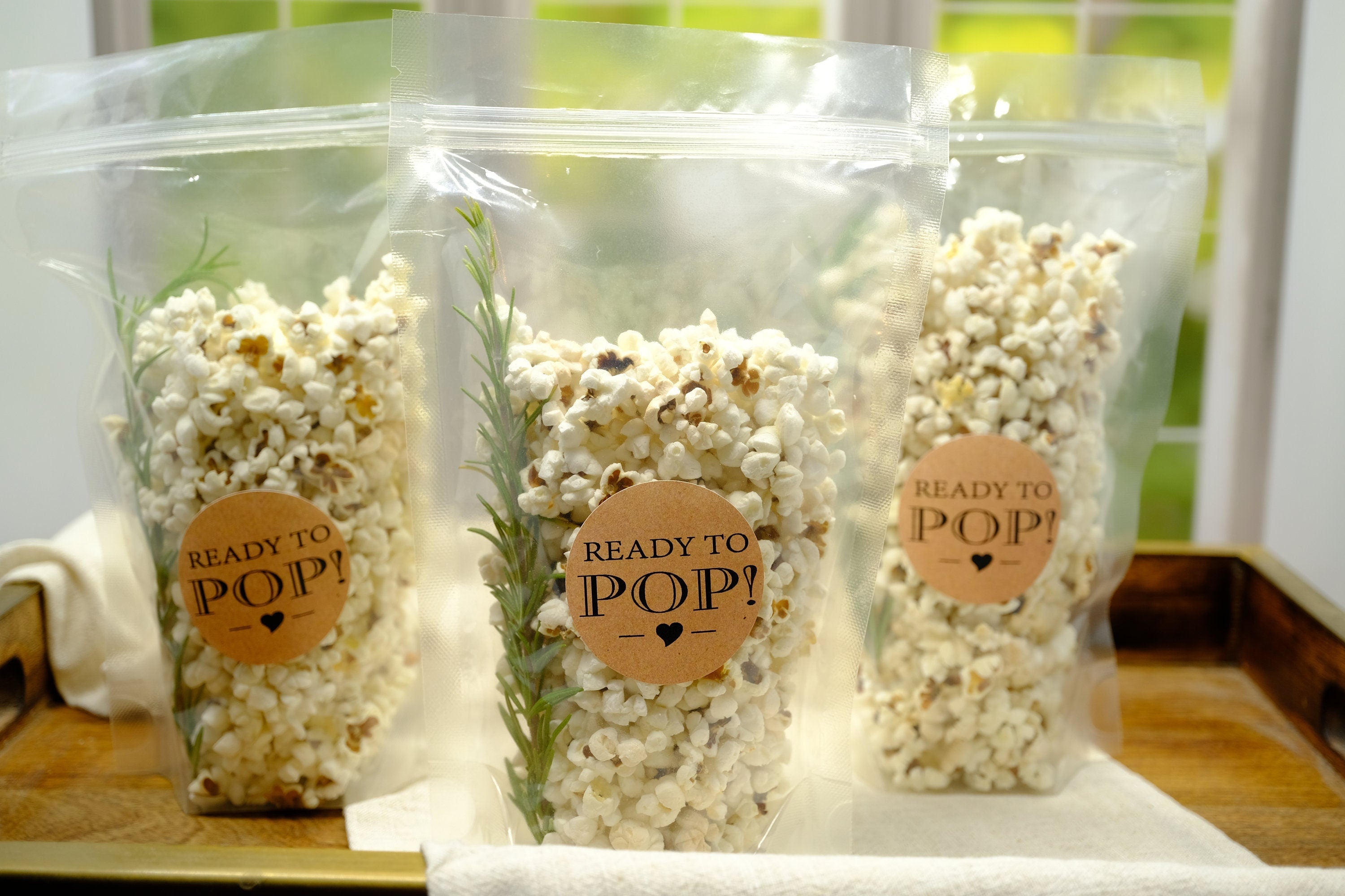 Ready To Pop Baby Shower Popcorn Favor Pouches and Kraft Labels Personalized Ready To Pop Trendy Popcorn Bags Boy Girl Baby Shower Favor