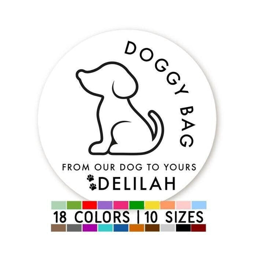 Doggie Bag Dog Favor Stickers, From Our Pup To Yours, Wedding Guest Sticker, Wedding Snack Bag Dog Treats, Custom Sweets Desserts Favors Labels