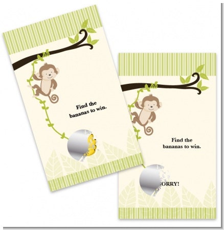 Monkey Neutral - Baby Shower Scratch Off Game Pack of 20 Cards