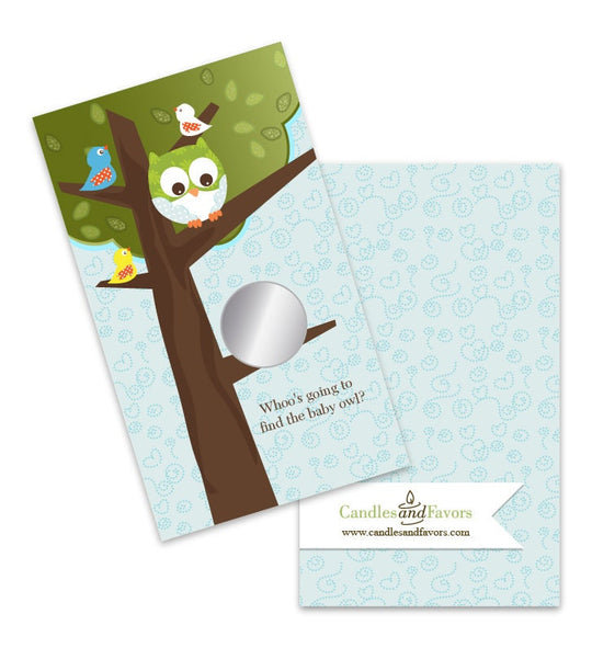 Owl - Look Whooo's Having A Baby Boy - Baby Shower Scratch Off Game Pack of 20 Cards