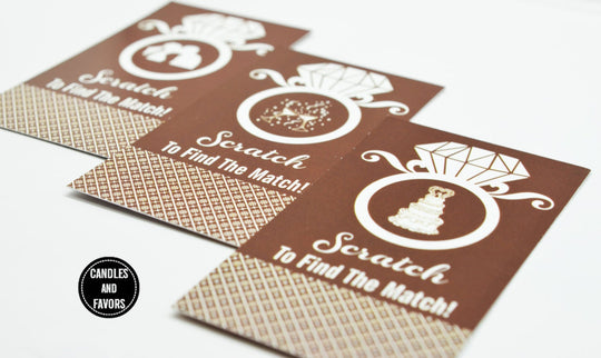 20 Chocolate Brown Scratch Off Cards - Bridal Shower Game - Bachelorette Party Games