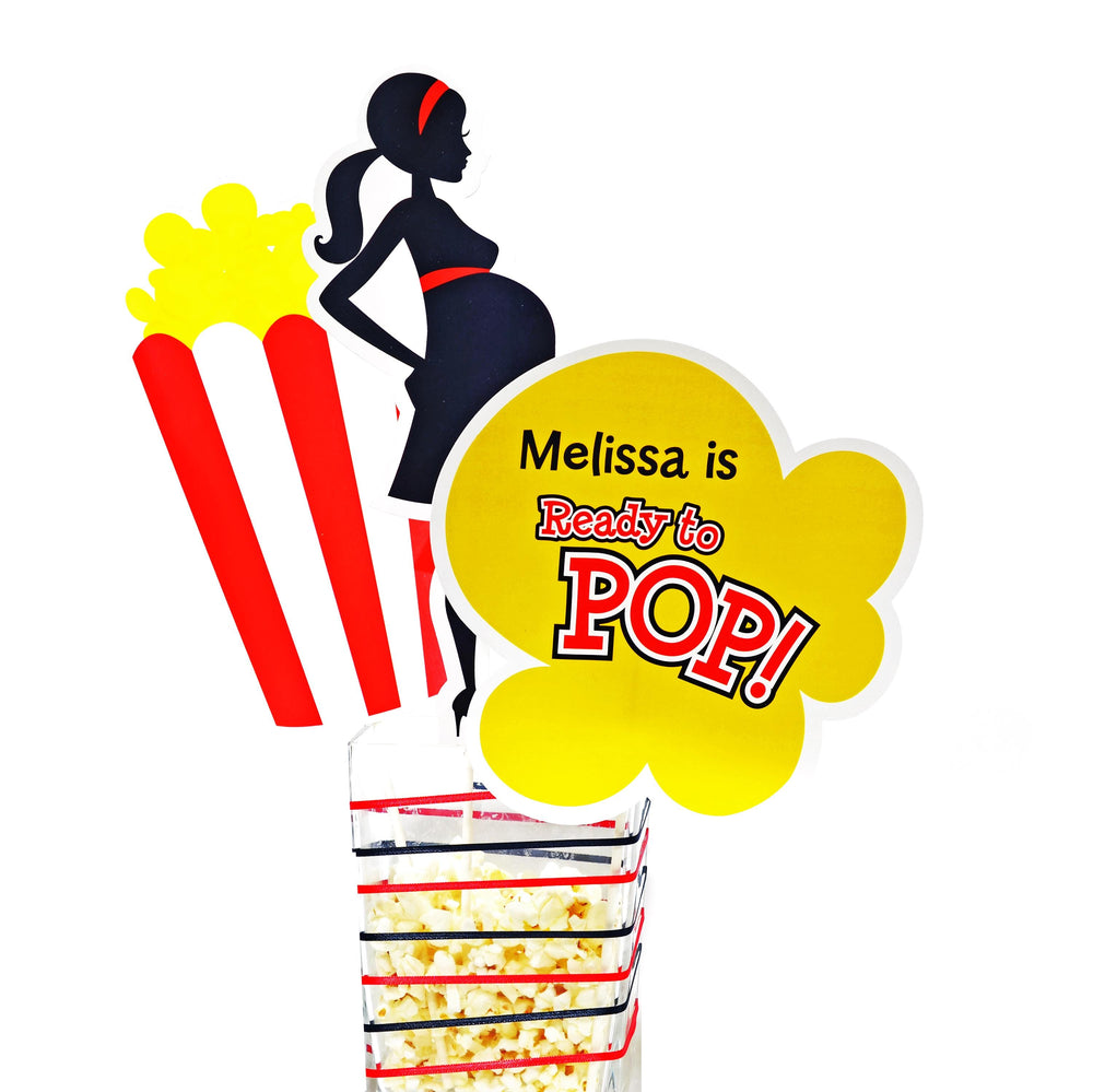 Ready To Pop Baby Shower Party Silhouettes Printed Photo Prop Cut-Out Shapes in Yellow, Black & Red