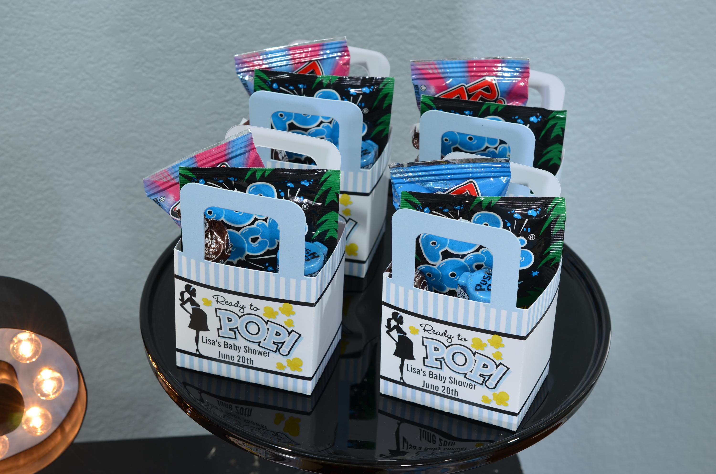 Baby Blue About To Pop® - Personalized Baby Shower Popcorn Boxes (Set of 10)
