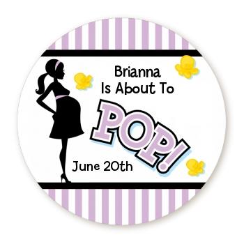 Ready To Pop Purple - Baby Shower Scratch Off Game - Ready To Pop Purple Stripes Shower Game - Pack of 20 Cards