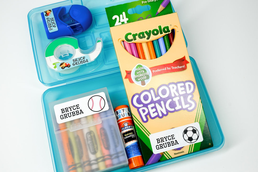 PreSchool Supply Labels, This Belongs to Teacher Stickers, Sports Icon Name Sticker, Back to School Labels, Personalized School Book Labels