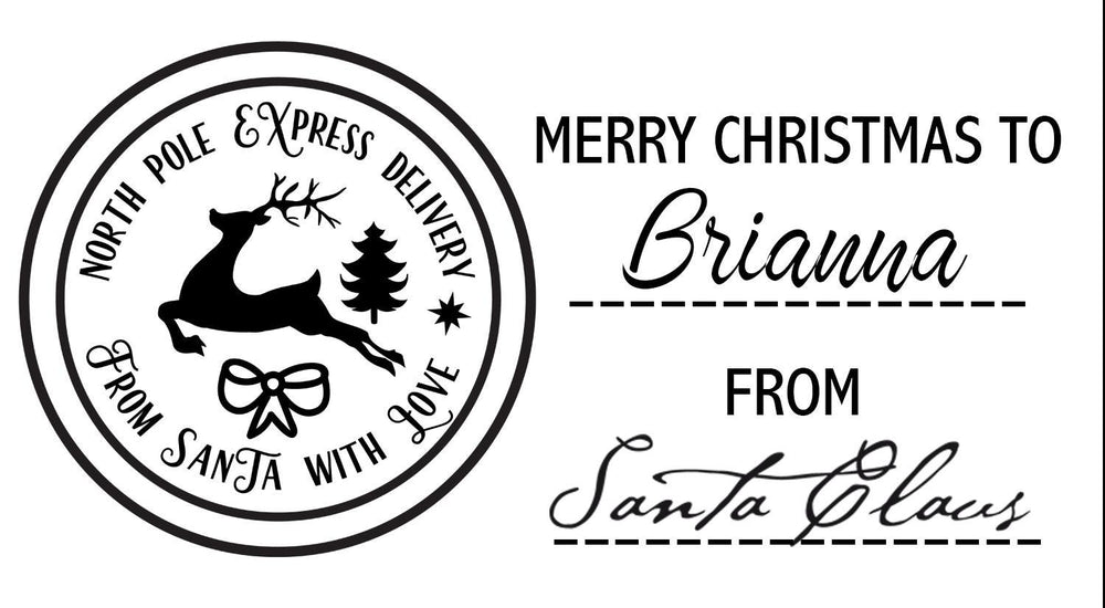 Christmas Gift Labels - North Pole Express Stickers - Personalized Rectangle Christmas Sticker Labels - Sheet of 18