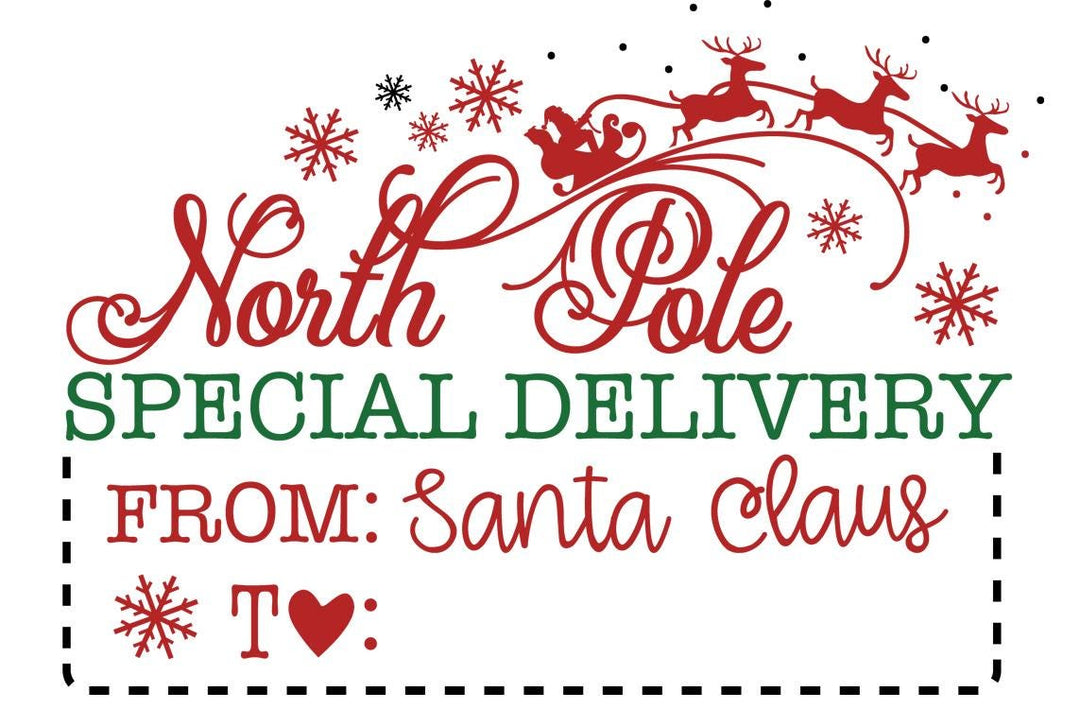 Christmas Gift Labels - North Pole Stickers - Personalized Rectangle Christmas Sticker Labels - Sheet of 18