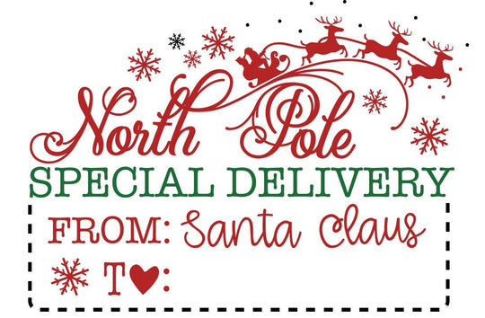 Christmas Gift Labels - North Pole Stickers - Personalized Rectangle Christmas Sticker Labels - Sheet of 18