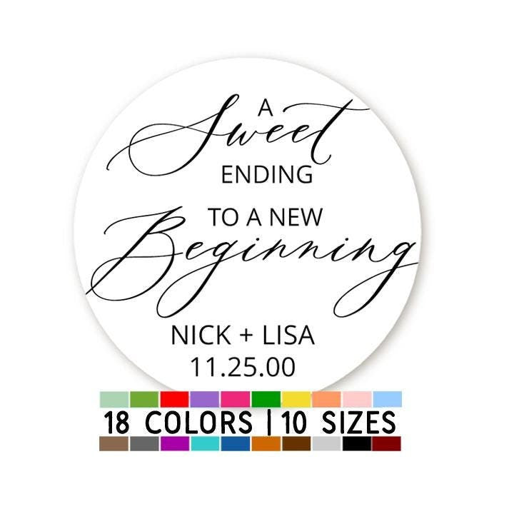 A Sweet Ending Thank You Favor Stickers, Wedding Favor Welcome Stickers, Wedding Favor Personalized Stickers, Chocolate Favor Stickers