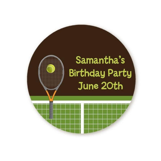 Tennis Birthday Party Favor Stickers, Happy Birthday Labels, Custom Birthday Party Favor Labels, Personalized Round Stickers