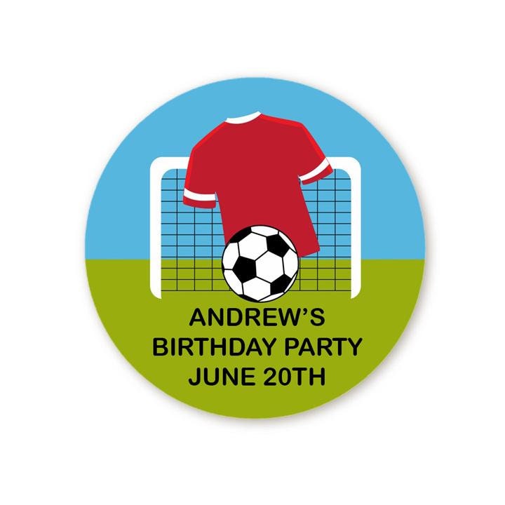 Soccer Ball and Jersey Birthday Party Favor Stickers, Happy Birthday Labels, Custom Birthday Party Favor Labels, Round Stickers