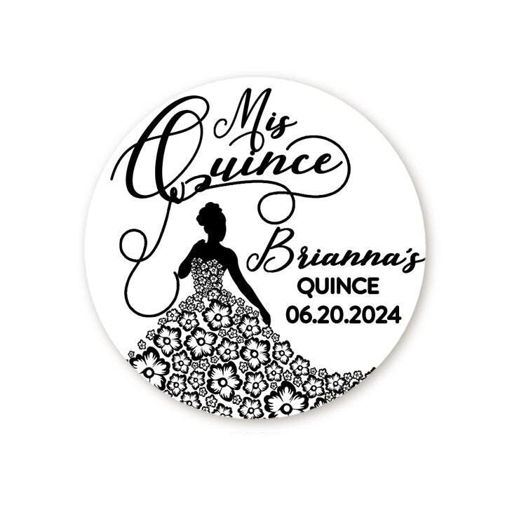 Quinceanera Party Birthday Party Favor Stickers, Happy Birthday Labels, Custom Birthday Party Favor Labels, Personalized Round Stickers