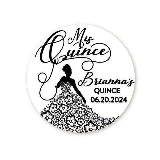 Quinceanera Party Birthday Party Favor Stickers, Happy Birthday Labels, Custom Birthday Party Favor Labels, Personalized Round Stickers