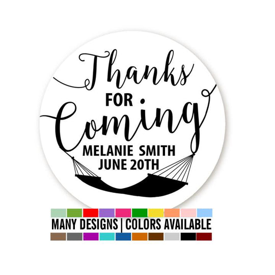 Thank You For Coming - Personalized Round Retirement Sticker Labels - Hammock Retirement Sticker Label
