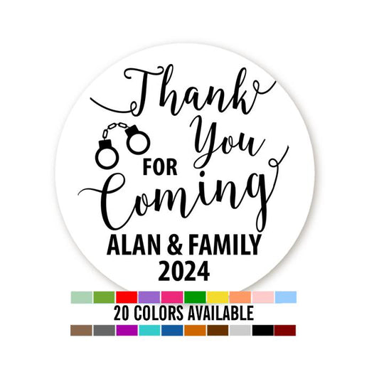 Thank You For Coming - Personalized Round Police Officer Sticker Labels - Law Enforcement Sticker Label
