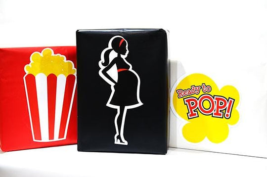 Ready To Pop Pink Baby Shower Party Silhouettes Printed Photo Prop Cut-Out Shapes in Yellow, Black & Pink