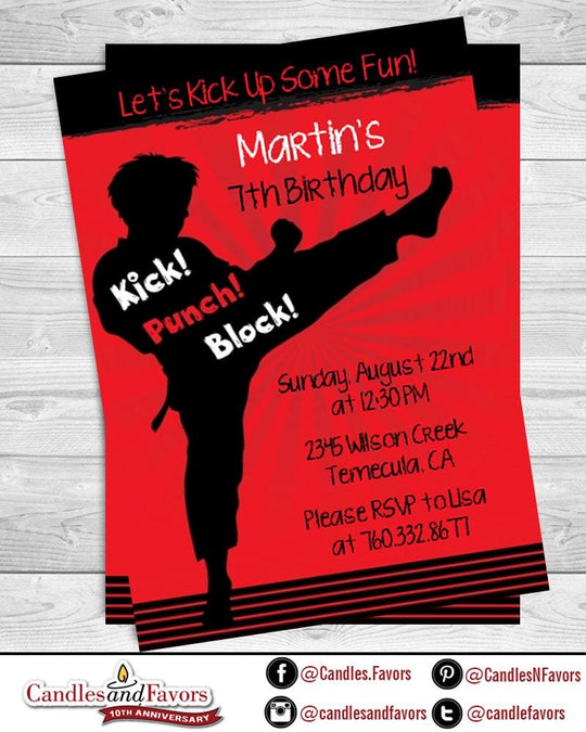 Karate Kid - Fill In The Blank Birthday Party Thank You Card  - Professionally printed *or* DIY printable PDF