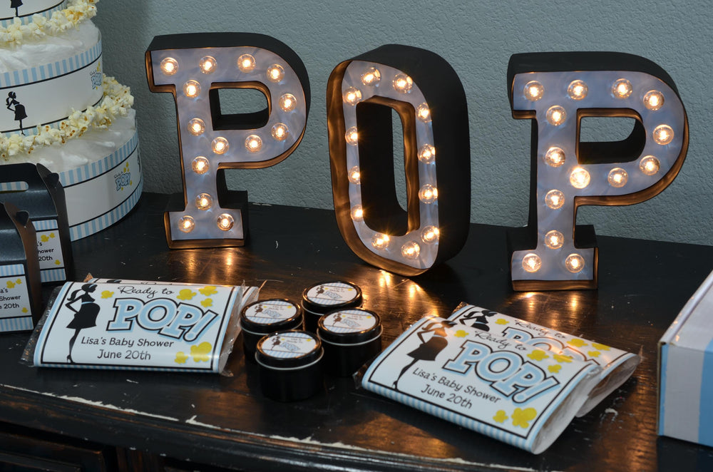 Baby Blue About To Pop® - Personalized Baby Shower Popcorn Boxes (Set of 10)