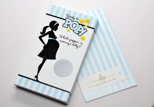 Ready To Pop Blue - Baby Shower Scratch Off Game - Ready To Pop Blue Baby Shower Game - Pack of 20 Cards