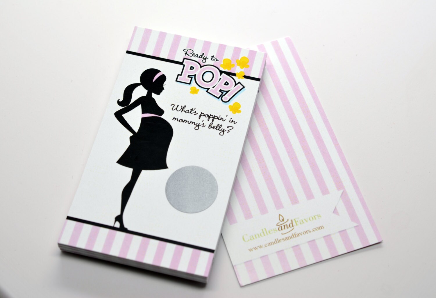Purple Baby Shower Scratch Off Game - Ready To Pop, Pack of 20