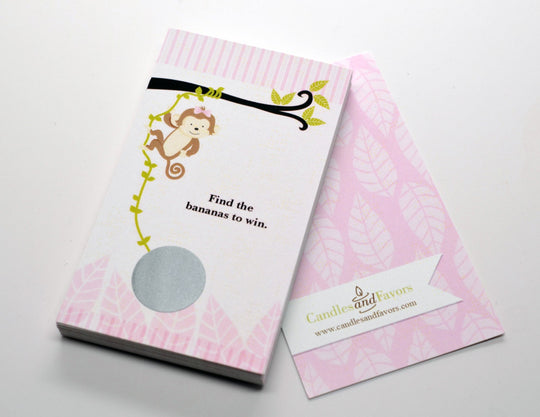 Monkey Girl - Baby Shower Scratch Off Game Pack of 20 Cards