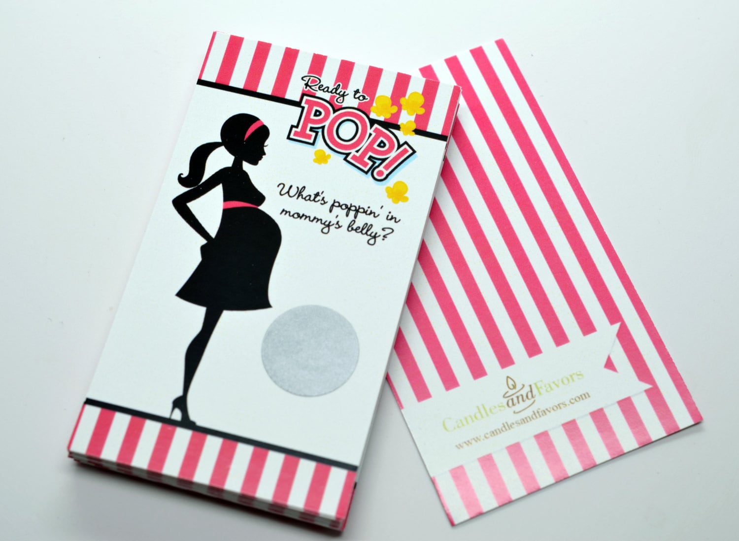 Ready To Pop Baby Shower Scratch Off Game - Dark Pink, 20 Cards