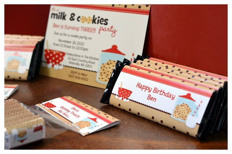 Milk and Cookies Birthday Party Favor Stickers, Happy Birthday Labels, Custom Birthday Party Favor Labels, Round Stickers