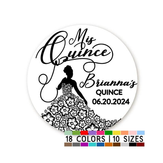 Quinceanera Party Birthday Party Favor Stickers, Happy Birthday Labels, Custom Birthday Party Favor Labels, Personalized Round Stickers