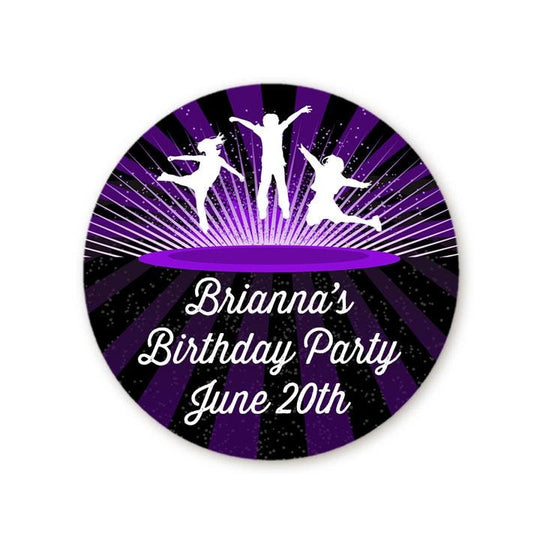Trampoline Birthday Party Favor Stickers, Happy Birthday Labels, Custom Birthday Party Favor Labels, Round Stickers