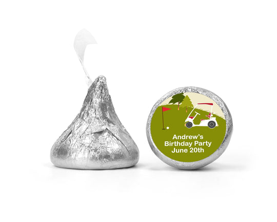 Golf Cart Chocolate Kiss Stickers for Birthday Party, Custom Golf Cart Kiss Labels, Personalized Stickers Chocolate Kiss Favors