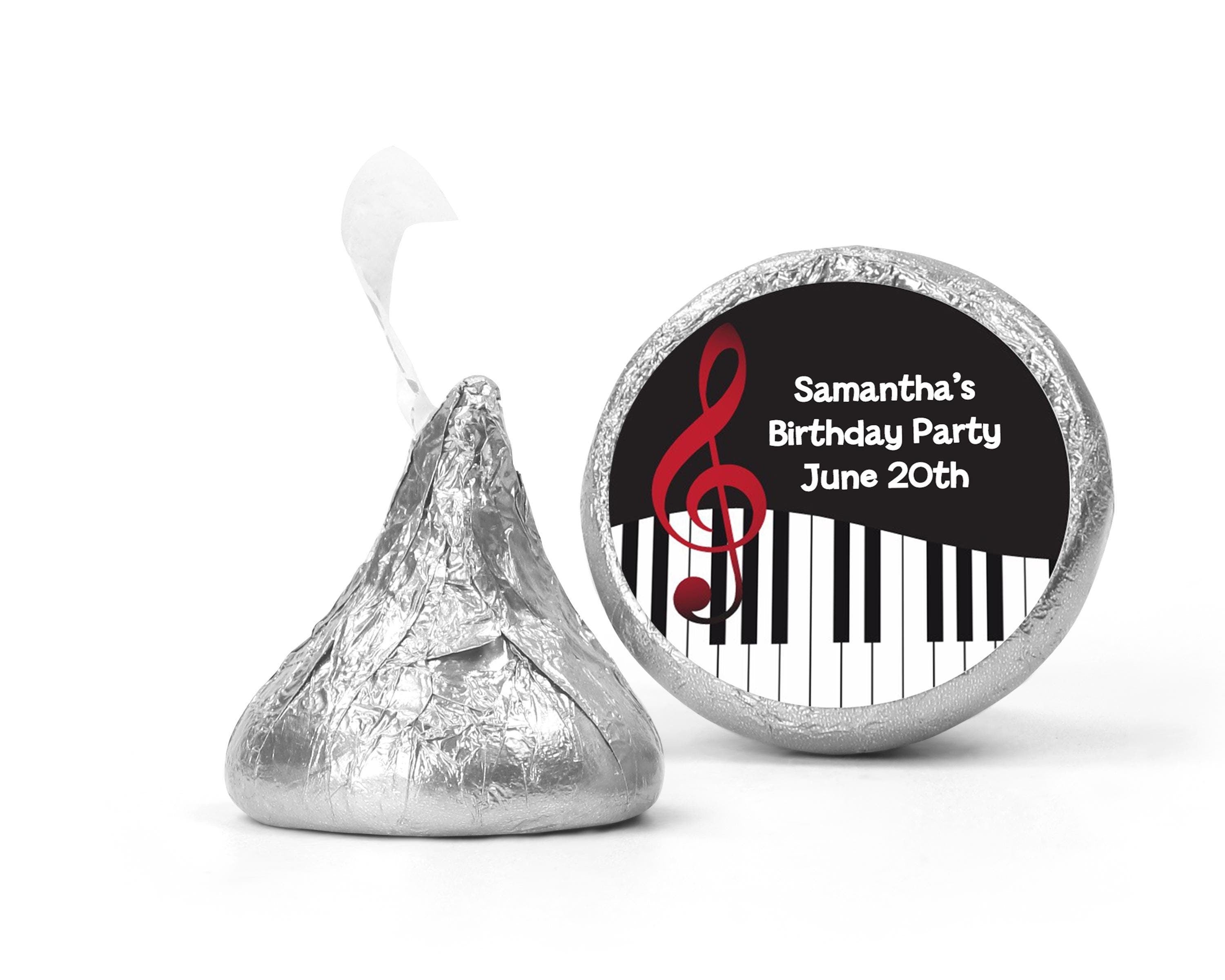 Music Notes Piano Chocolate Kiss Stickers, Music Recital Chocolate Favor Labels, Chocolate Kiss Label Favors, Musical Birthday Party