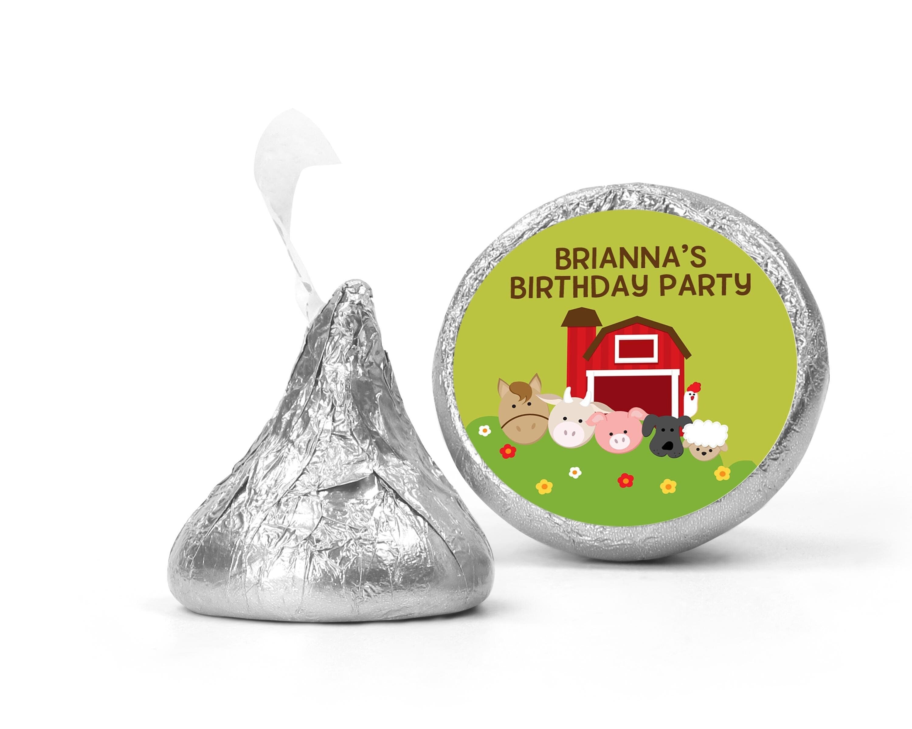 Farm Animals Chocolate Kiss Stickers – Personalized Party Favors (108 Stickers)