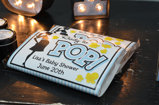 Ready To Pop Blue - Printable Popcorn Wrappers