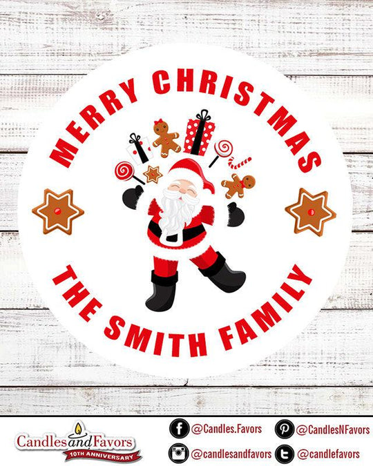 Santa Claus Stickers, Personalized Merry Christmas Labels, Holiday Gift Label/ Christmas Favor Sticker, African American Santa Claus Sticker
