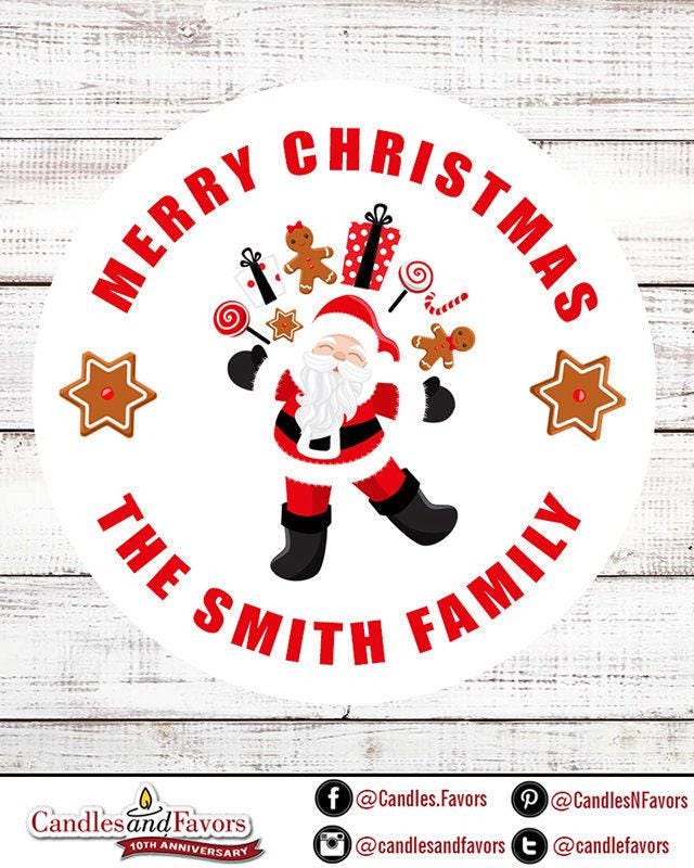 Santa Claus Stickers, Personalized Christmas Favor Labels