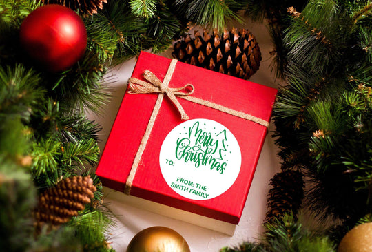 Christmas Stickers Christmas Tree, Personalized Merry Christmas Labels, Holiday Gift Label/ Christmas Favor Stickers, Happy Holiday Labels