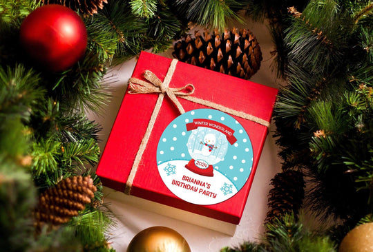 Snow globe Christmas Stickers, Personalized Merry Christmas Labels, Holiday Gift Label/ Christmas Favor Sticker, Winter WONEderland Birthday