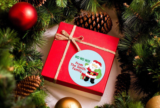 Santa's Green Bag Christmas Stickers, Personalized Merry Christmas Labels, Happy Holiday Gift Label, Christmas Favor Stickers