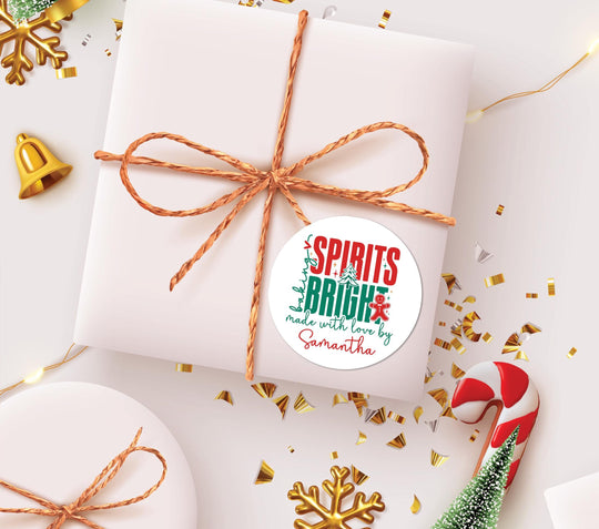 Baking Spirits Bright Stickers, Personalized Baked with Love Labels, Custom Made with Love Stickers, From the Kitchen of Merry Christmas