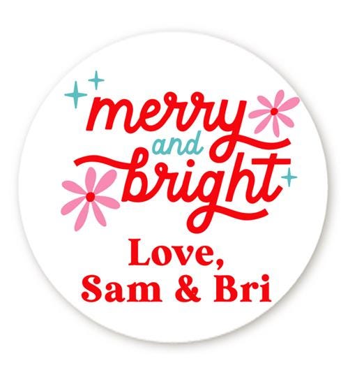 Baking Spirits Bright Stickers, Personalized Merry and Bright Labels, Custom Made with Love Stickers, From the Kitchen Oh What Fun