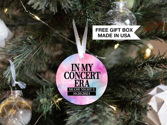 In My Concert Era Ornament 2025, Personalized Tour Ornament, Best Concert Era Tour Round Gift Box, Name White Ceramic Gift Box